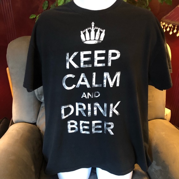 Gildan Other - Men’s Black Gildan Cotton Keep Calm & Drink Beer